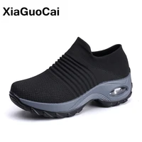 women shoes sneakers basic casual mesh shoes round toe breathable slip on sock shoes stretch fabric ladies shoe outdoor hot sale