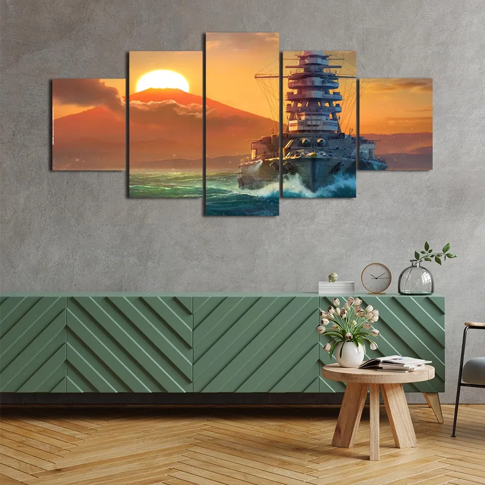 

Modern Canvas Painting Japanese Battleship Poster Film Posters and Prints Wall Art Picture for Living Room Decor with Frame