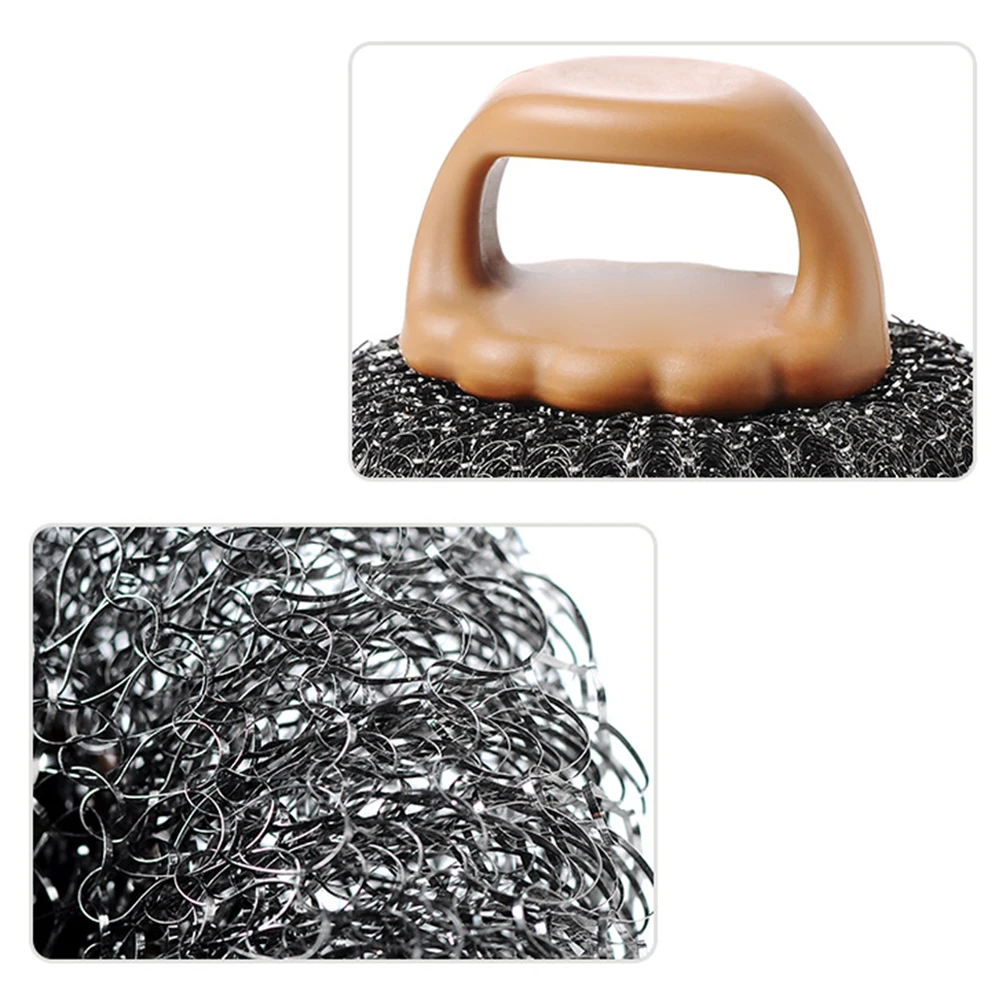 

Sponges Stainless Steel Wire Ball Washing Pot Brush With Handle Cleaning Ball Brush Household Merchandises Estropajos De Cocina