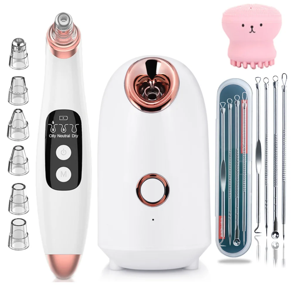 Nano Ionic Face Sprayer Steamer Machine+Blackhead Remover Vacuum Pore Cleaner Acne Comedones Deep Cleaning Beauty Instruments