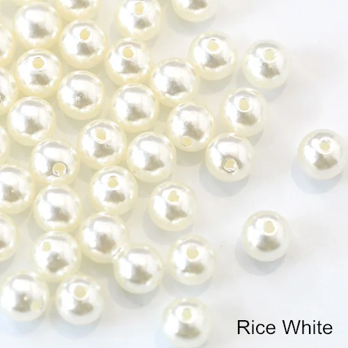 Rice White Много цветов ABS имитация жемчуга круглые бусины с дырочками DIY браслет серьги Подвески швейные бусы ожерелье Изготовление ювелирных изделий B3625 - Цвет: Rice White