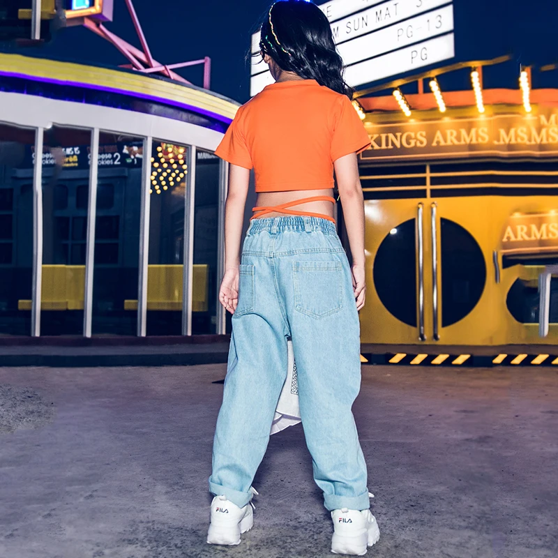 

Girl's Jazz Dance Costume Navel Tops Ropa Hip Hop Dance Clothing New Balllroom Dress Performance Girls Stage Show Dancing Outfit
