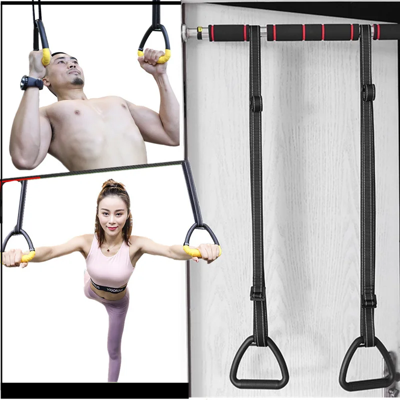

Gymnastics Rings with Adjustable Straps ABS with Heavy Duty Non-slip for Home Gym Stretching Pull Ups Fitness Crossfit Exercise
