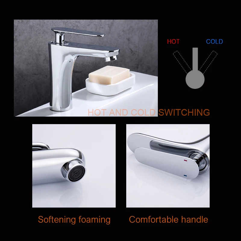 Смеситель для ванной комнаты элегантный медный кран раковины горячей и холодной