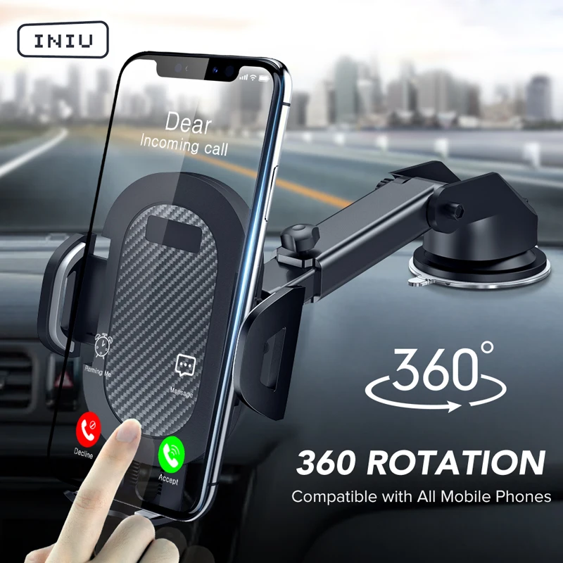

INIU Sucker Car Phone Holder Mount Stand GPS Telefon Mobile Cell Support For iPhone 12 11 Pro Max X 7 8 Plus Xiaomi Redmi Huawei