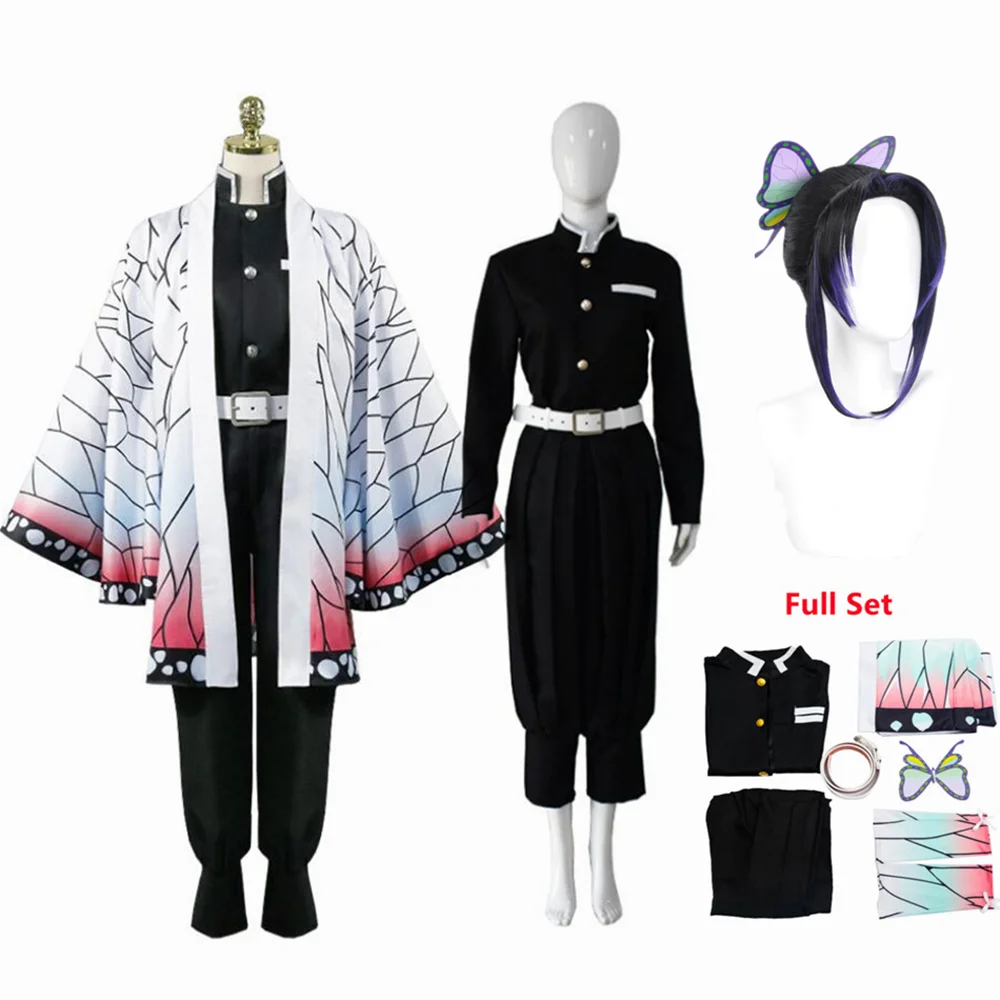 

Anime Demon Slayer Kimetsu no Yaiba Kochou Shinobu Costume Halloween Women Costume Kimetsu no Yaiba Cosplay Kimono
