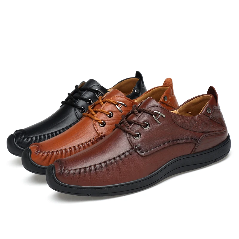 

Fashion Men Shoes Sneakers Men Casual Shoes Lace Up genuine Leather Breathable Male Trainers Soft Walking Shoes Men Flats