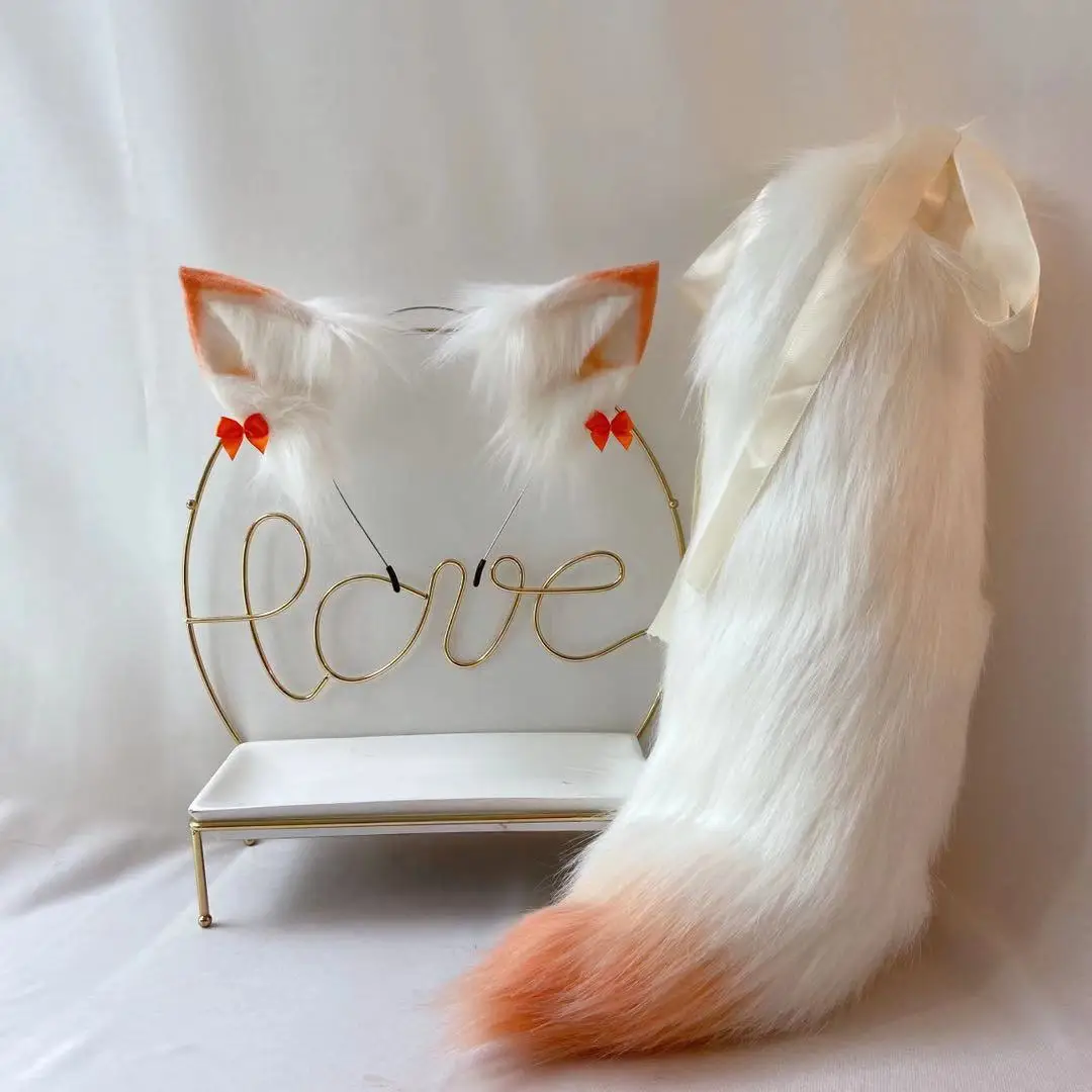 

Snow Fox Original Animal Ears KC Fox Ear Headband Cosplay Bow Orange Ear and Tail Headdress Cute Hair Accessories