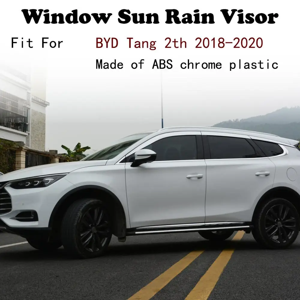 

ABS Chrome plastic Window Visor Vent Shades Sun Rain Guard car accessories For BYD Tang 2th 2018-2020