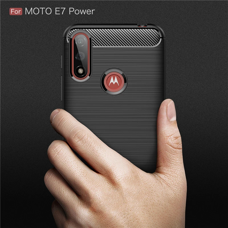 

For Cover Motorola Moto E7 Power Case Shockproof Bumper Soft TPU Silicone Carbon Fiber Phone Back Cover For Moto E7 Power Case