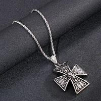 stainless steel mystery devil cross men gothic jewelry with rope chain