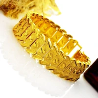 24k yellow gold plated bracelet for men gold filled not fade jewelry watch chain design bracelet wedding engagement jewelry gift