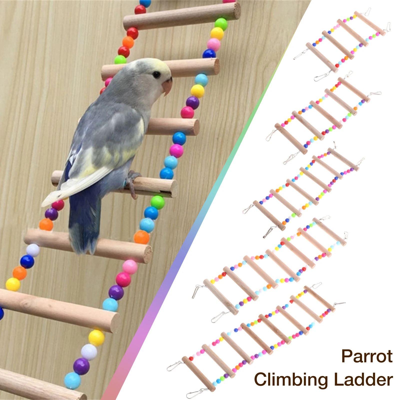 

Parrot Toys Bird Swing Climbing Hanging Ladder Bridge Wooden Parrot Hamster Climbing Ladder Swing Play Toys Bird Chewing Clever