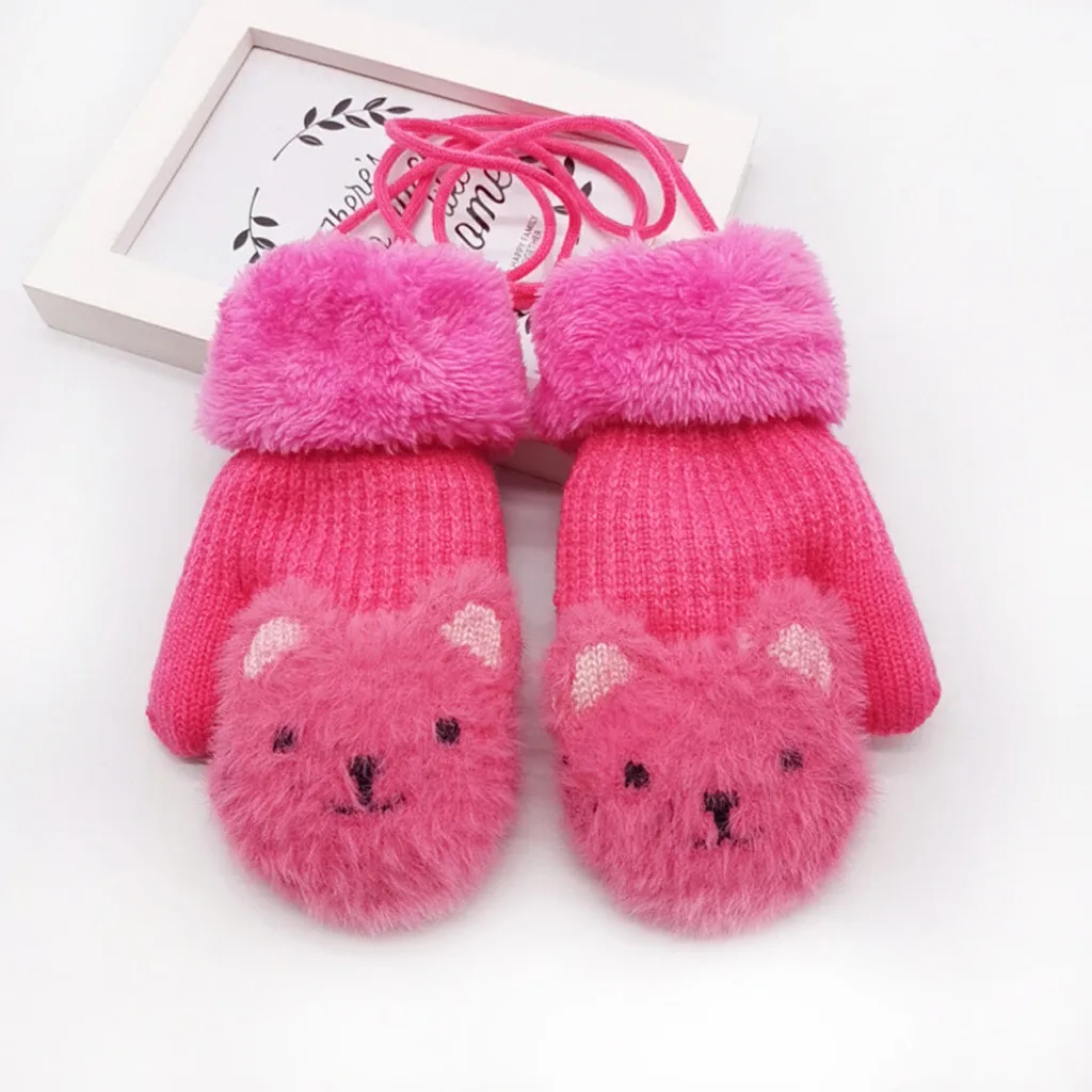 Children Kids Boys Girls Winter Cartoon Beer Patchwork Color Warm Knitted Gloves kids gloves mittens перчатки варежки guantes |