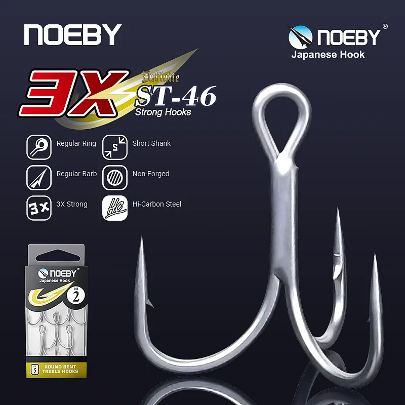 Тройные рыболовные крючки NOEBY 3X японская прочность искусственный рыболовный
