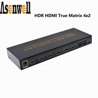 4k hdmi switch splitter true matrix 4 in 2 out 4k60hz arc scaler down uhd hdr dual audio extractor spdif aux 3 5mm audio output