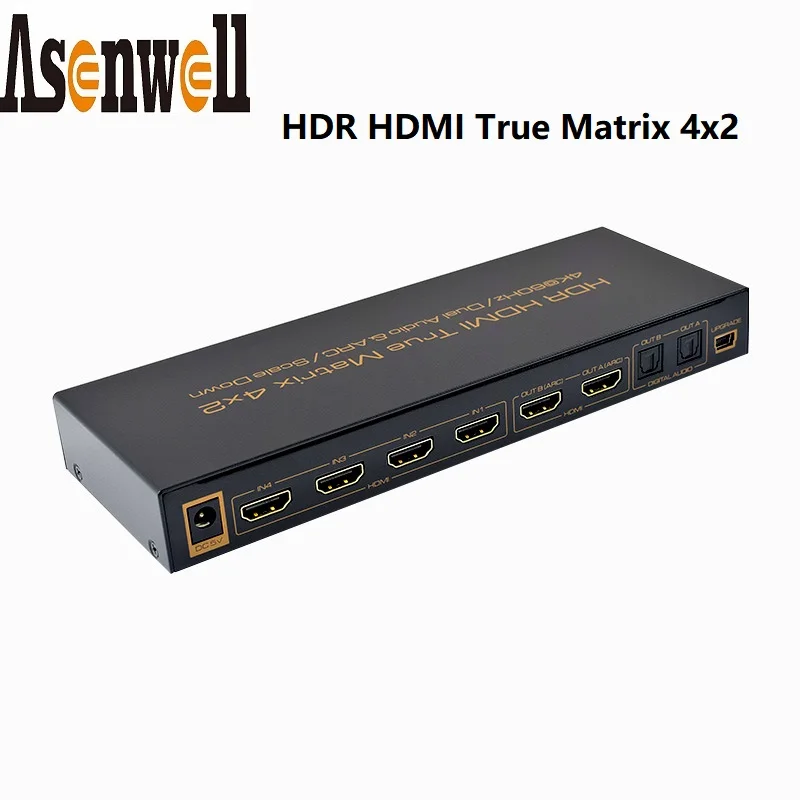 Матрица HDMI 4x2 сплиттер-переключатель 4K60Hz 3840x2160P ARC UHD HDR двойной аудио экстрактор IR