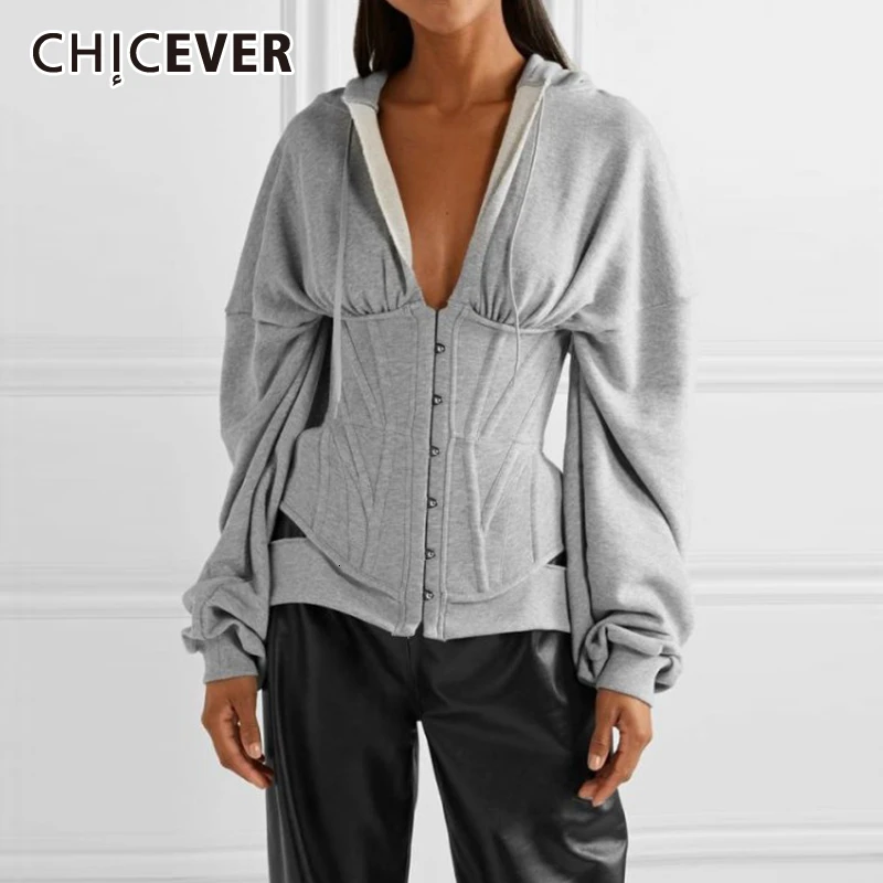 Женская Асимметричная Туника CHICEVER повседневная Приталенная толстовка с v
