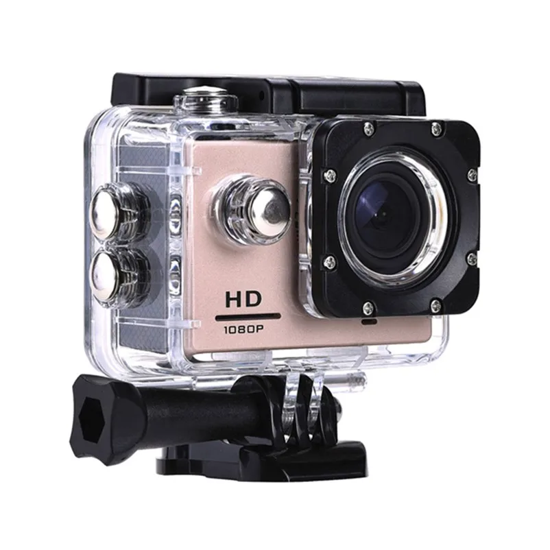 Gold Action Camera Go Pro Экшн-камера 1080P Ultra HD спортивная экшн-видеокамера s 140D Подводная Водонепроницаемая камера Автомобильная камера мини-камера - Цвет: Gold Action Camera