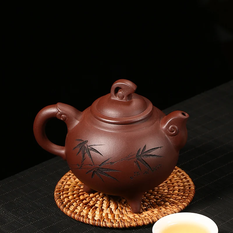

Yixing authentic raw purple clay teapot master pure handmade tea set home office Kungfu teapot Sanyang Kaitai