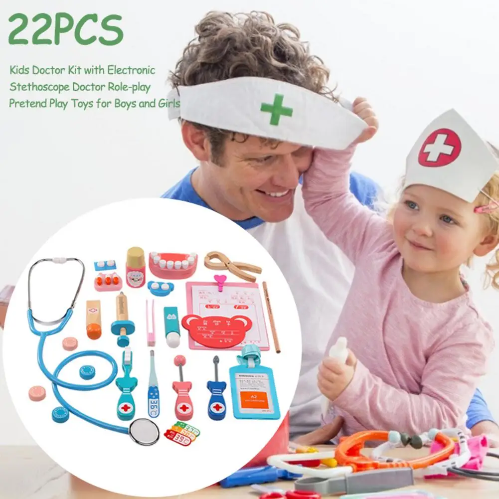 

22 шт., набор игрушек-врачей с электронным стетоскопом