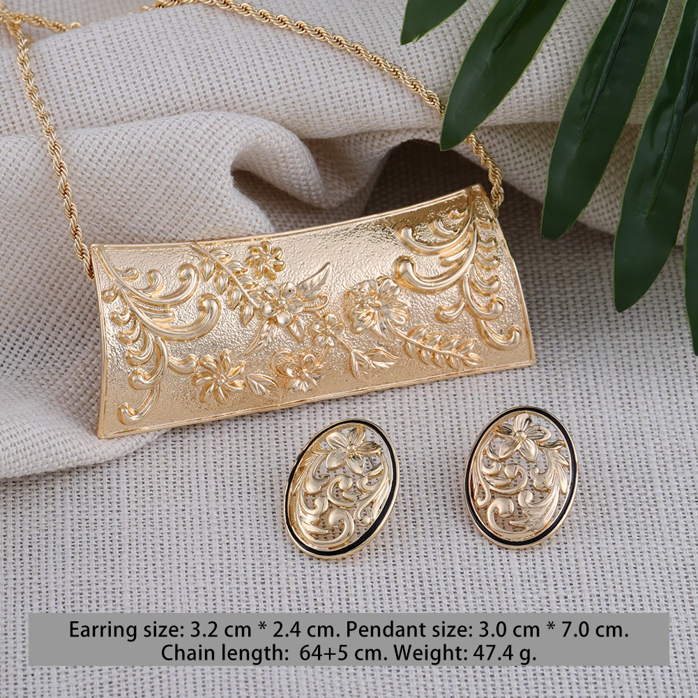 

Cring Coco Gold Jewelry Sets Oversize Polynesian Samoan Summer Pendants Necklaces Women's Flower Earrings Necklaces for Women