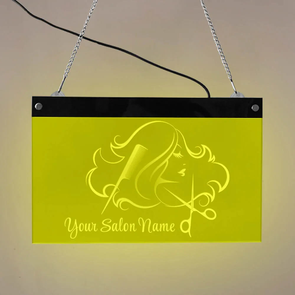 Подгоняемый светодиодный знак окна освещения для салона волос бизнес студия