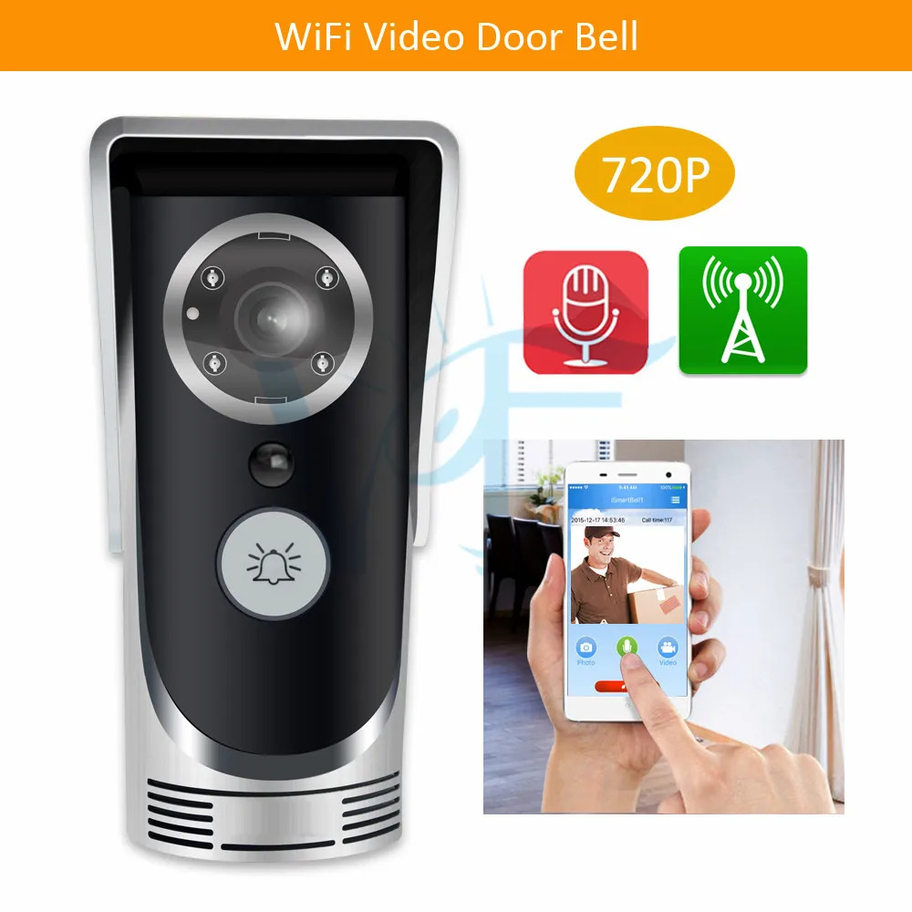 Бесплатная доставка 720P серебристый porteiro eletronico interfone беспроводной видеодомофон 1MP