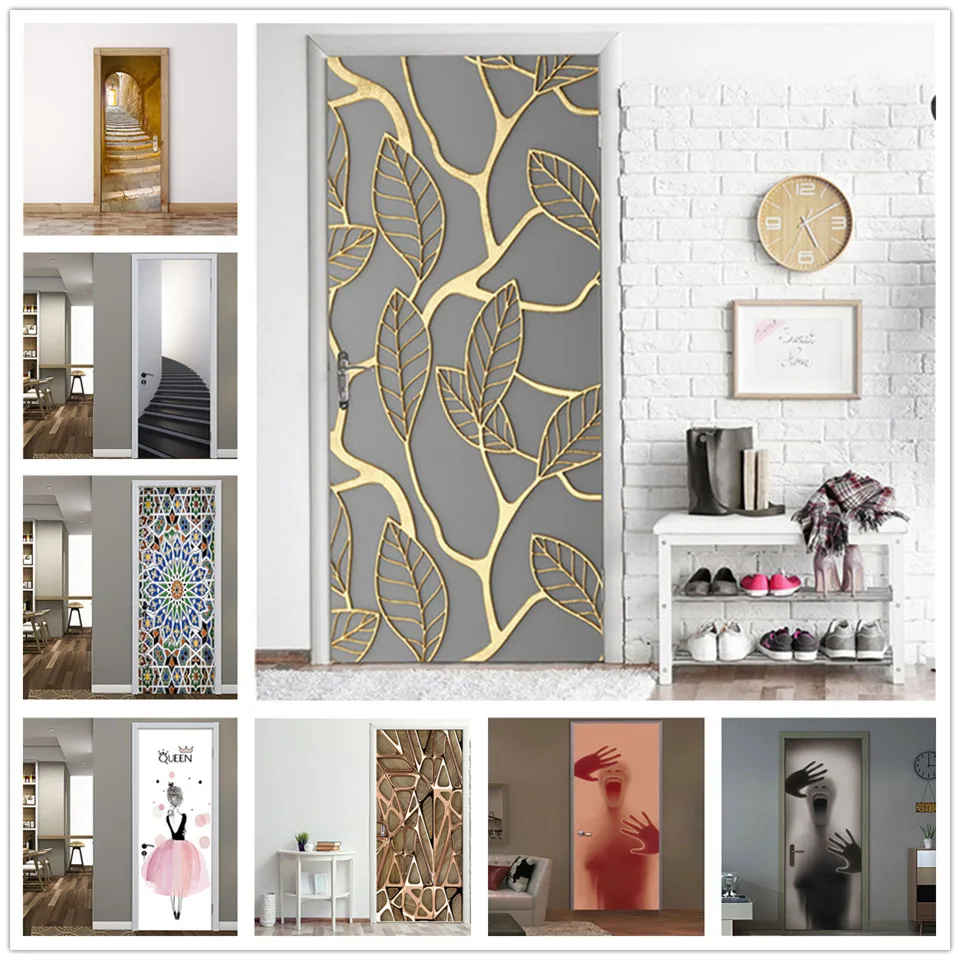 2 шт./компл. металлические дверные наклейки сделай сам обои с отклеиванием и