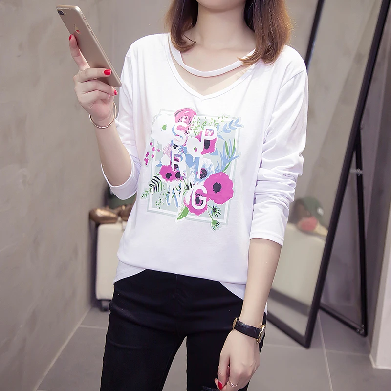 Long Sleeve Top Women 2021 Summer Printed Oversized T-Shirt Female Harajuku Loose Casual Fashion Clothes Ropa Mujer