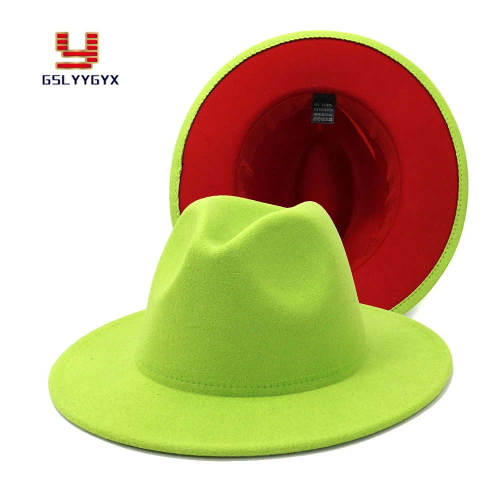 

High Quality Fall Winter Women Men Woolen Felt Fedora Hat Patchwork Wide Brim Jazz Panama Church Elegant Hat
