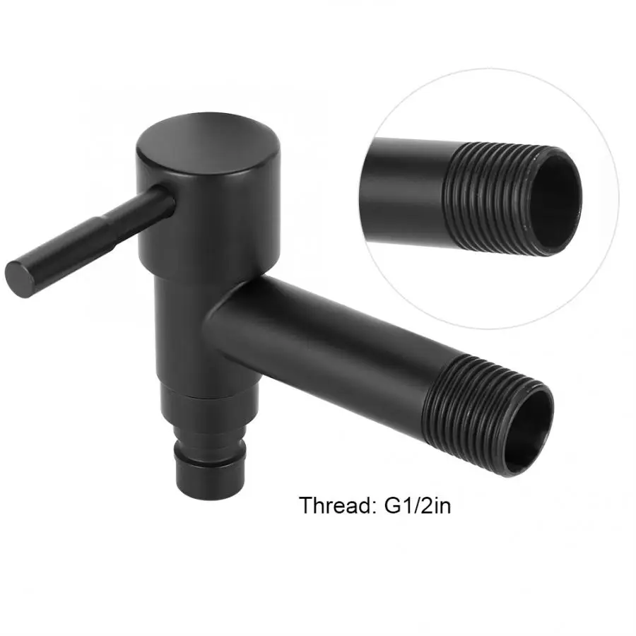 G1/2in Black Stainless Steel Washing Machine Faucet Single Cold Sink Water Tap Freeze-proof Crack-proof | Обустройство дома