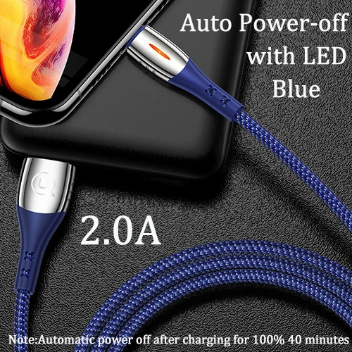 With LED Smart USAMS 2.4A светодиодный Usb кабель для iphone XS Max 8 7 6 6S 5S XR кабель провод для быстрой зарядки кабель для передачи данных для освещения iphone зарядное устройство - Цвет: With LED Smart