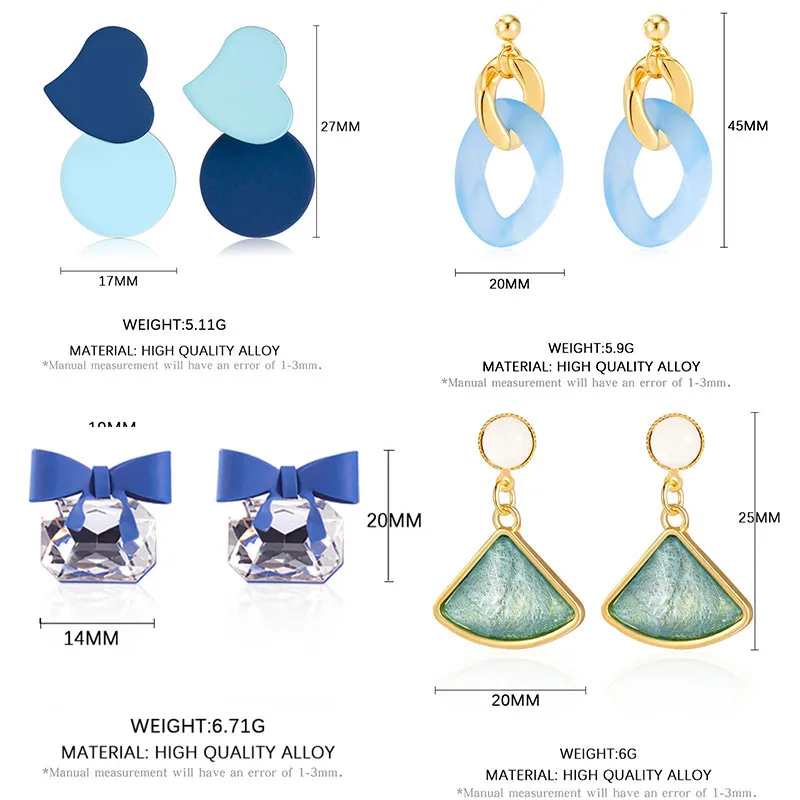 Винтажные женские серьги-подвески с голубым сердцем 2021 модные летние серьги