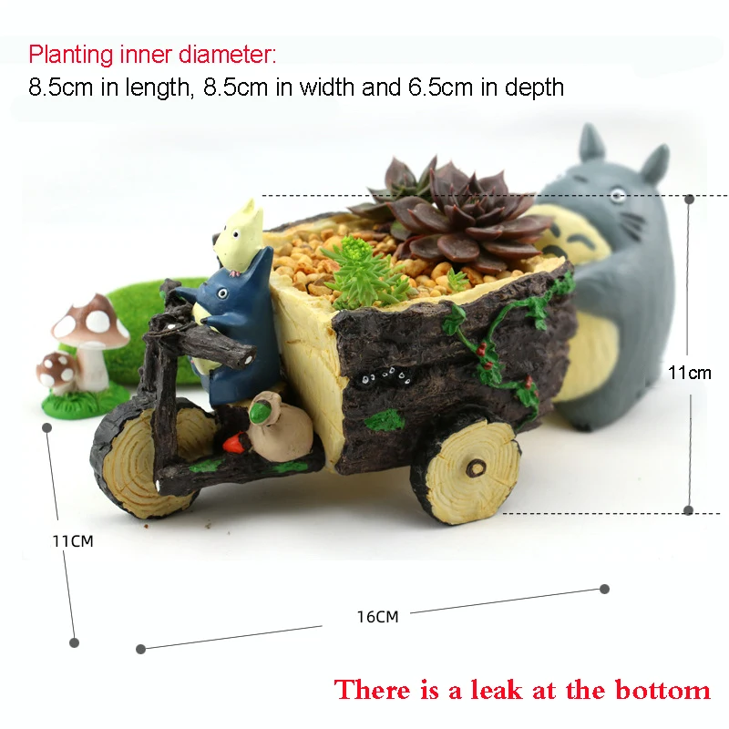 

Anime My Neighbor Totoro Figure Handcart Flower Pot Succulent Flower Pot Collocation Model Doll Garden Desk Home Decoration