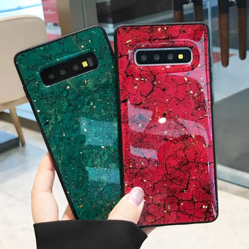 Роскошный чехол для телефона из золотой фольги с мраморным рисунком Samsung S10 5G S9 S8