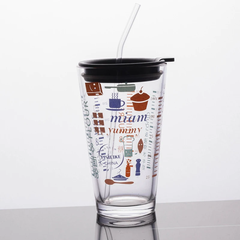 460 мл портативная кофейная чашка креативная стеклянная для чая с крышкой и