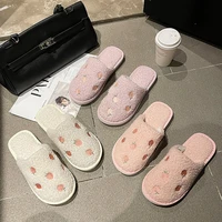 2021 new autumn and winter home ladies cotton slippers cute simple decoration comfortable slippers female furry slippers female