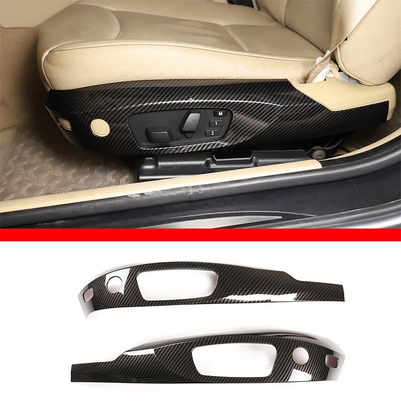 For BMW 3 Series E90 2005-2012 X1 E84 2010-15 ABS Carbon Fiber Car Seat Side Adjustment Button Frame Decorative Cover Accessory