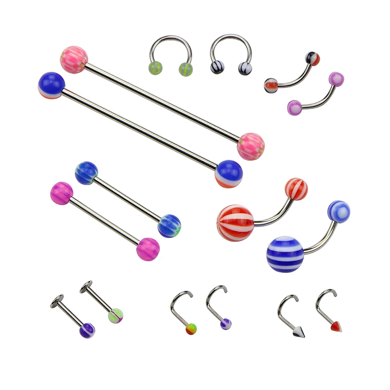 

Rofessional Piercing Kit Multicolor Steel 14G 16G CZ Belly Navel Ring Body Piercing Needles Set Piercing Tool Supplies