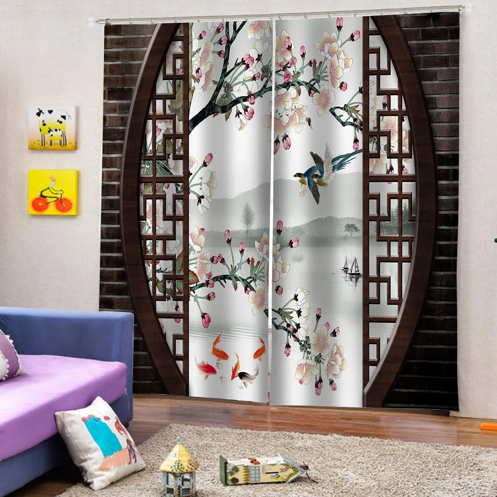 Классический домашний декор занавески дизайн 3D китайский стиль кирпичная Слива