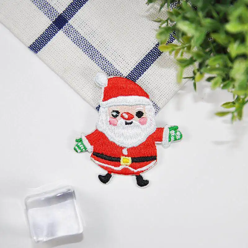 Мультяшная Рождественская серия вышитая нашивка для одежды Санта-Клаус лось