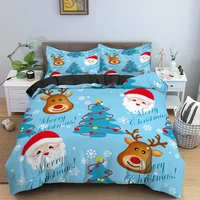 lovely santa claus duvet cover queen bedding set deer comforter cover set elk printed bedspread for kids bedroom