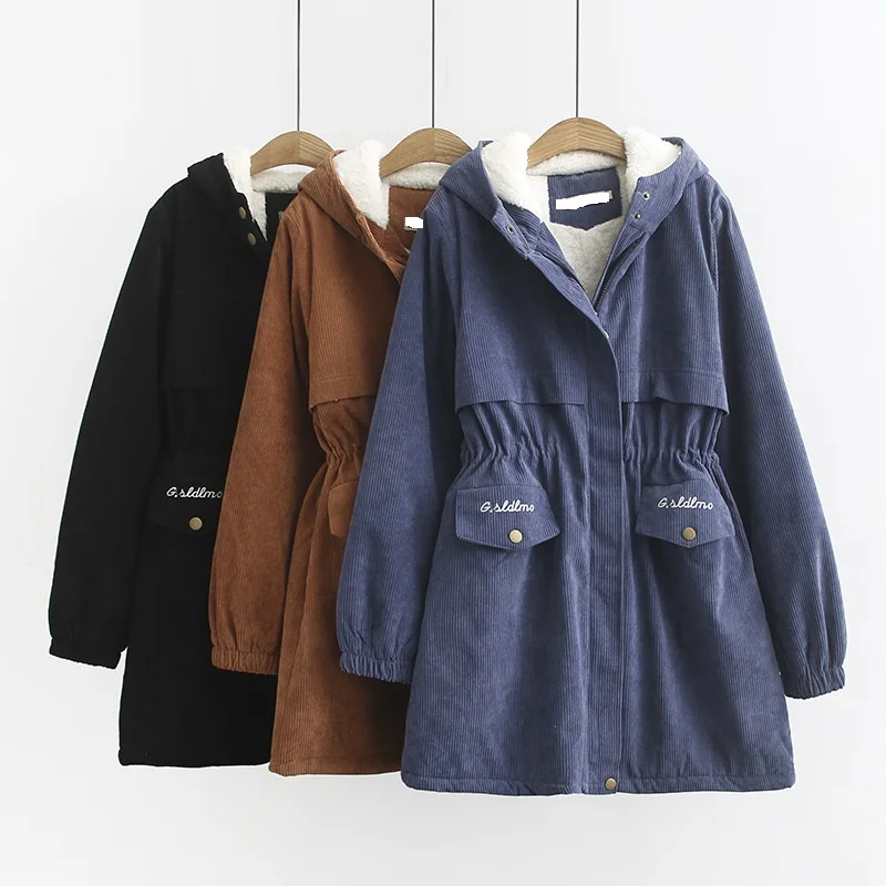 

Парка женская хлопковая, с эластичным поясом, однотонная, на осень/зиму, 4XL, размера плюс