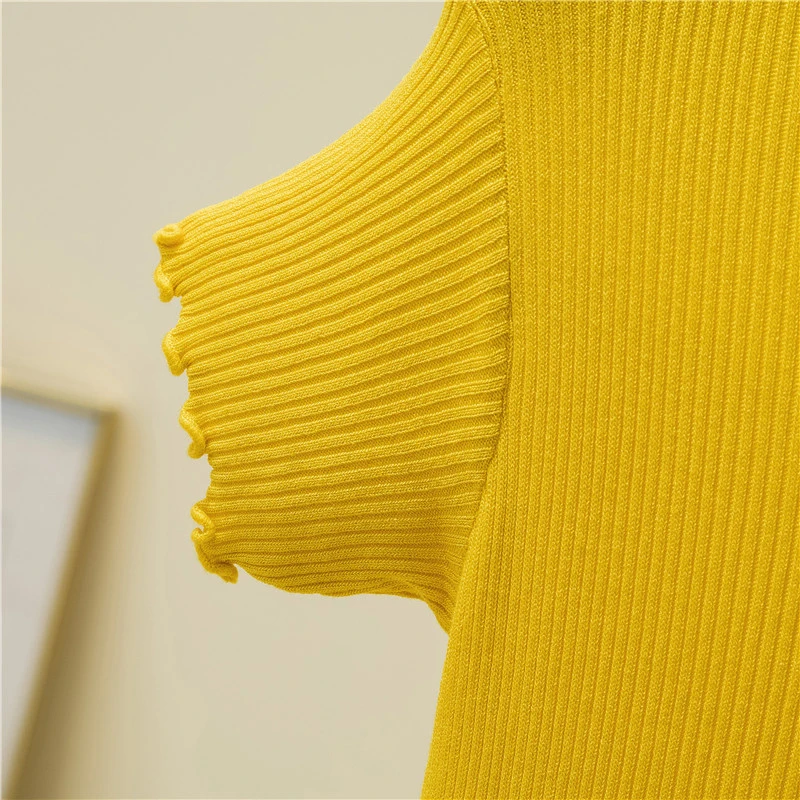 

Thin Knitted T Shirt Women Clothes 2020 Summer Top Ruched Tshirt Woman Korean Style T-Shirt Female Tee Shirt Femme Camisas Mujer