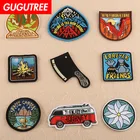 Вышивка GUGUTREE, шина, Цветочный пейзаж, патчи с животными, Мультяшные патчи, искусственная одежда