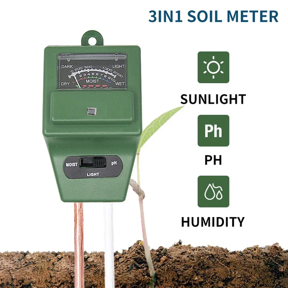 

Новые 3 в 1 садоводства почвы тестер двойной иглой обнаружения влаги/светильник/pH тестер садовый инструмент Поставки фермы