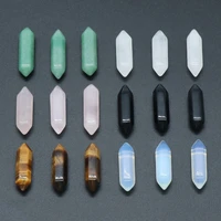 natural crystal stone hexagon prism aventurine rose quartz tigers eye opal for diy pendulum necklace earrings accessories