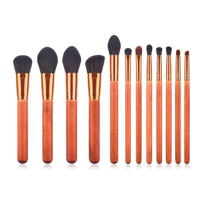 12pcs/lot Makeup Brush Set Brand New Red Wooden Handle For Powder Painting Eyeshadow Concealer Make Up Brush Tools