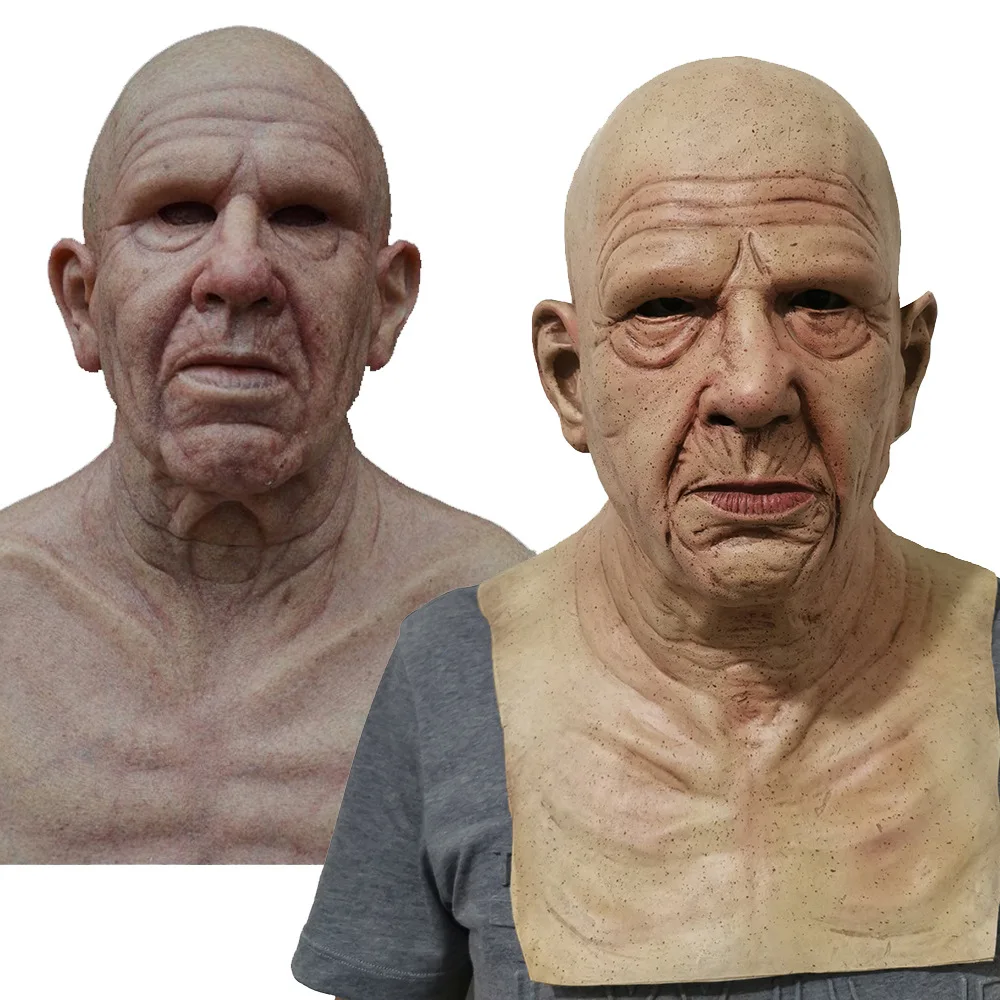 

1 pcs Realistic Old Man Latex Mask Latex Horror Grandparents Old People Full Head Masks Halloween Costume Party Props Adult